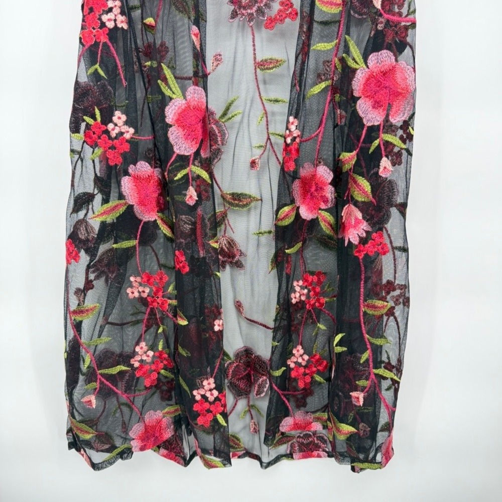 Susan Graver Sheer Floral Embroidered Mesh Sheer Longline Layering Whimsigoth 2X - Picture 4 of 9